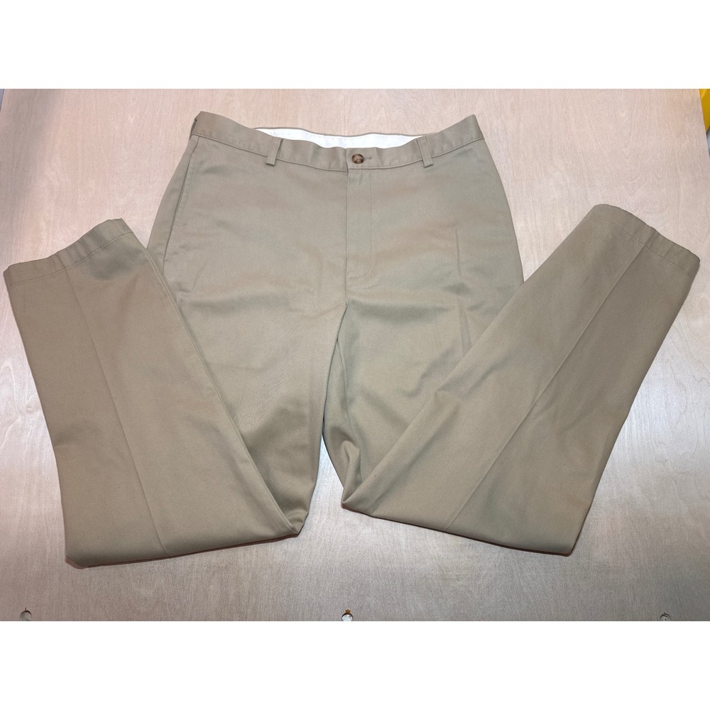 LL Bean Mens Classic Fit Double L Chino Pants Khaki 34x32 100% Cotton 212330
